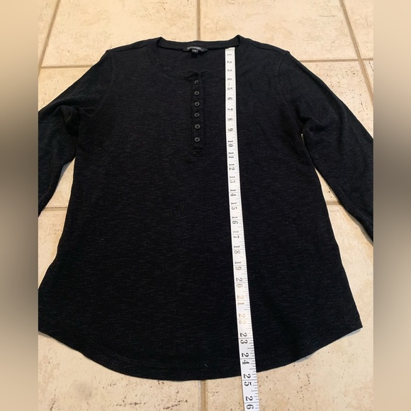 💛 George Black Ribbed Henley Long Sleeve Top - Size Large (L/G) - Picture 7 of 7